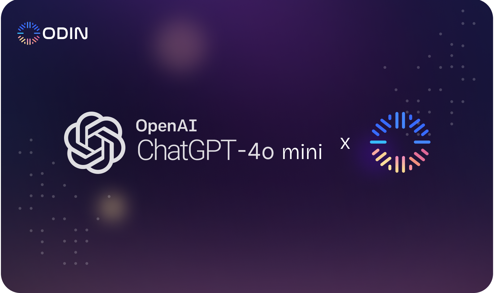 Collaboration announcement between Odin AI and OpenAI featuring ChatGPT-4o mini.