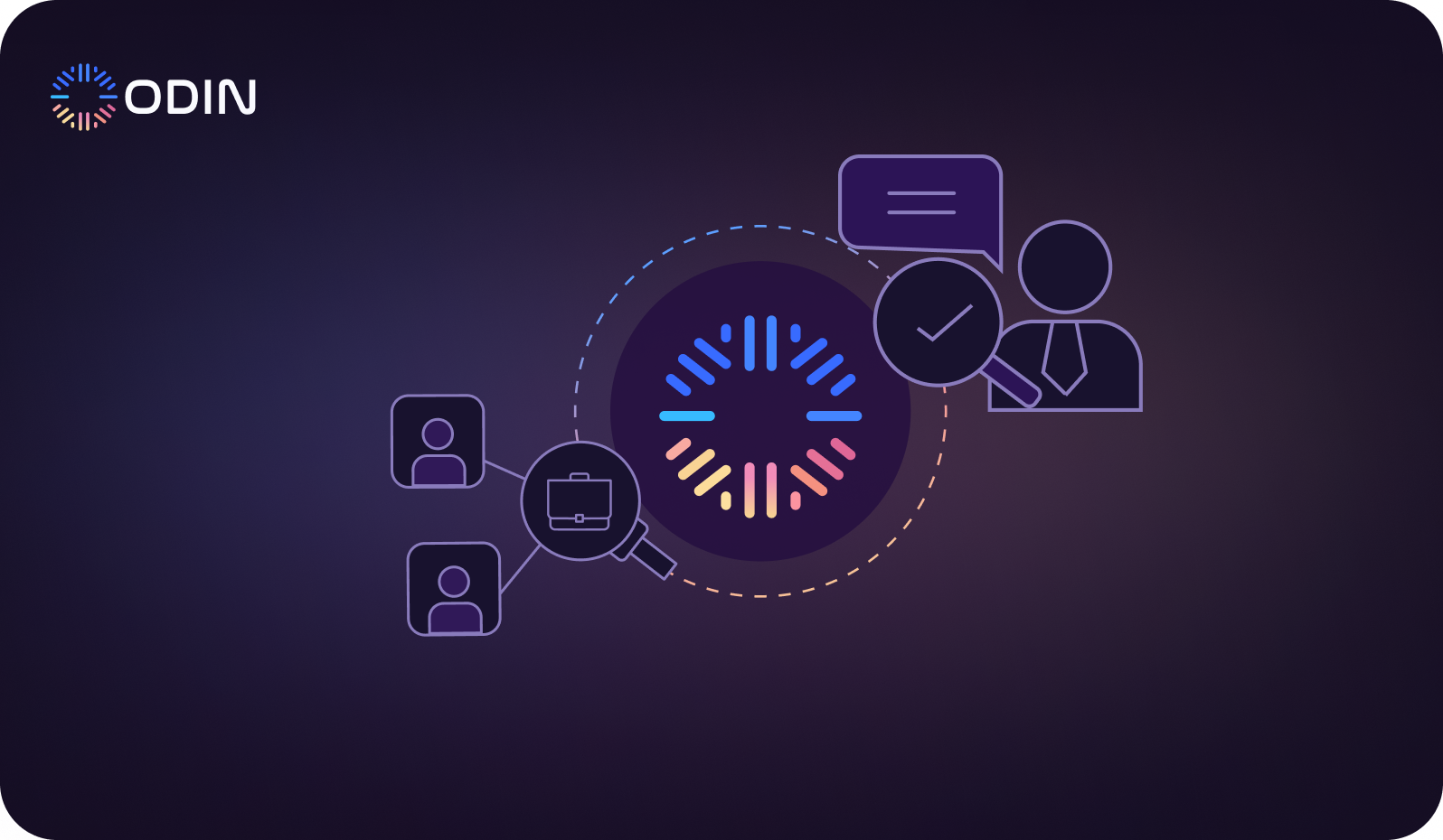 Odin AI visual representation of recruitment assistant automation, showcasing AI-driven efficiency in hiring processes