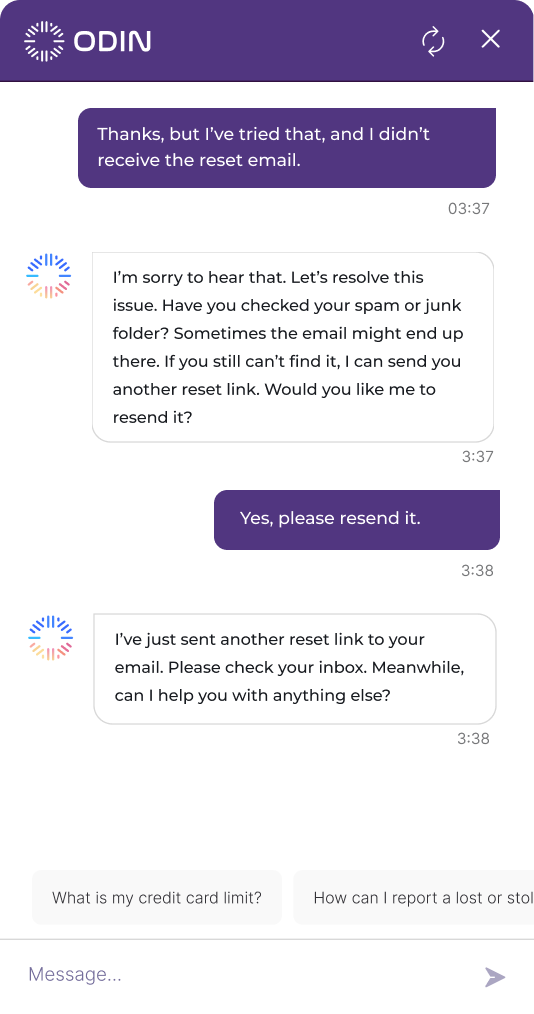 Odin customer support chatbot