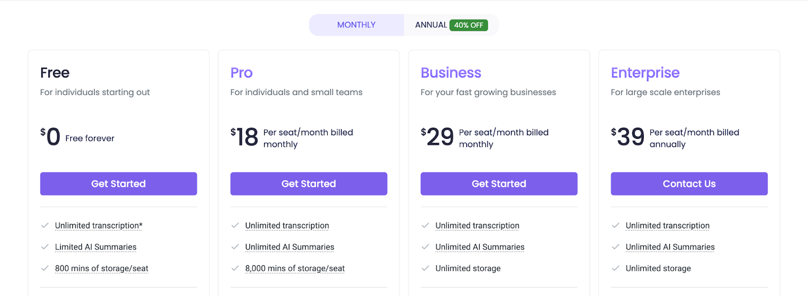 Fireflies pricing