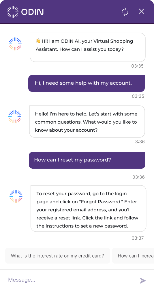 Odin customer help chatbot