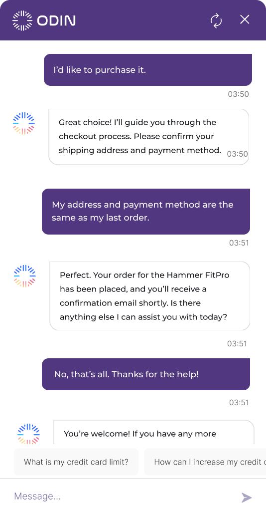 Odin ecommerce chatbot