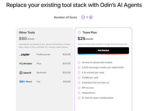 Odin AI offers a unified solution with AI agents and various features