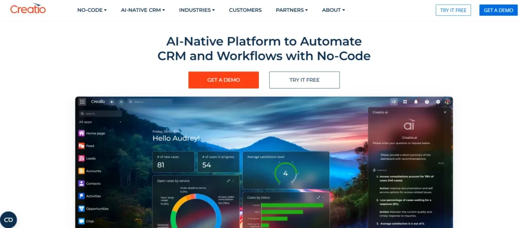 Creatio landing page