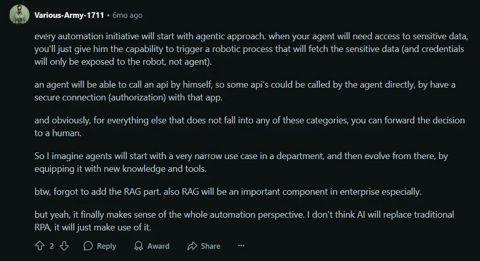 Reddit thread captured what many enterprise teams are now realizing: automation is shifting toward agentic systems.