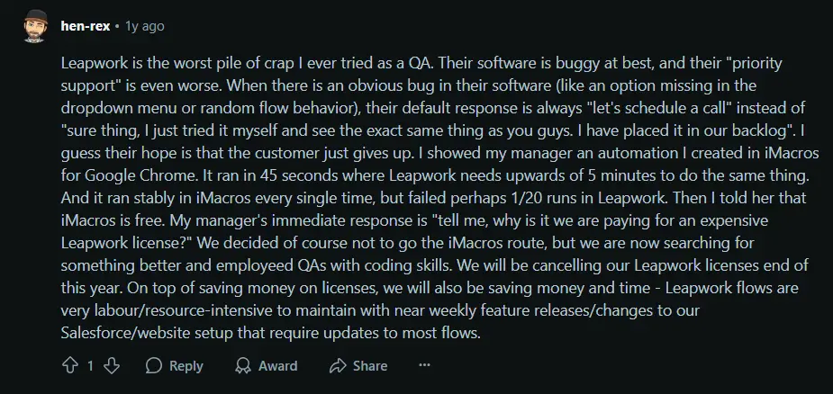Clunky performance of Leapwork 