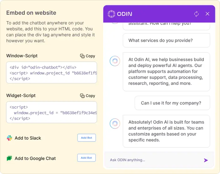 Odin AI chatbot