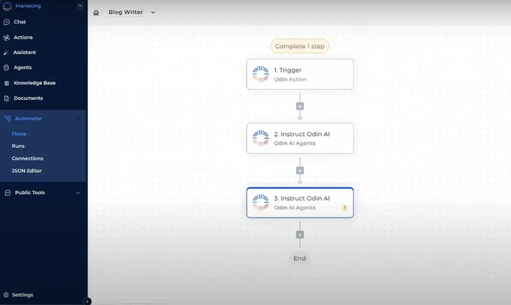 An image showing how to build a workflow with Odin AI