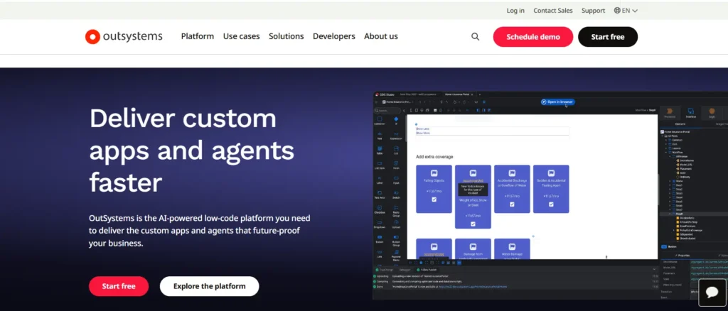 OutSystems landing page
