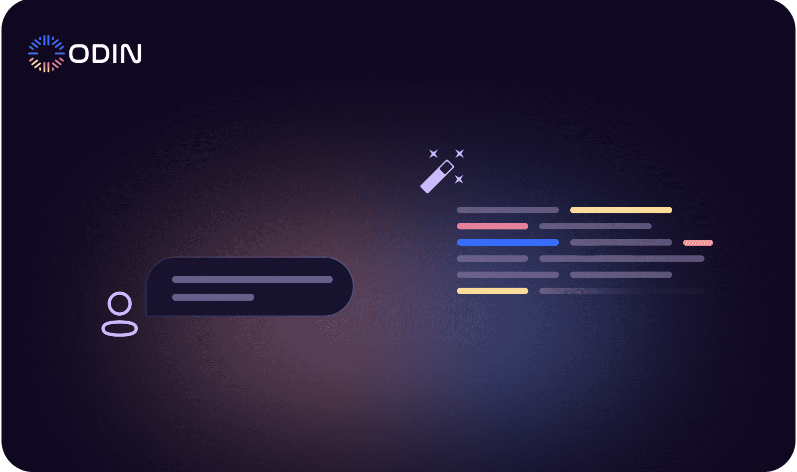 Odin AI illustration depicting the difference between a user chat input and advanced conversational AI responses, highlighting the transformative power of AI in understanding and generating human-like dialogues.