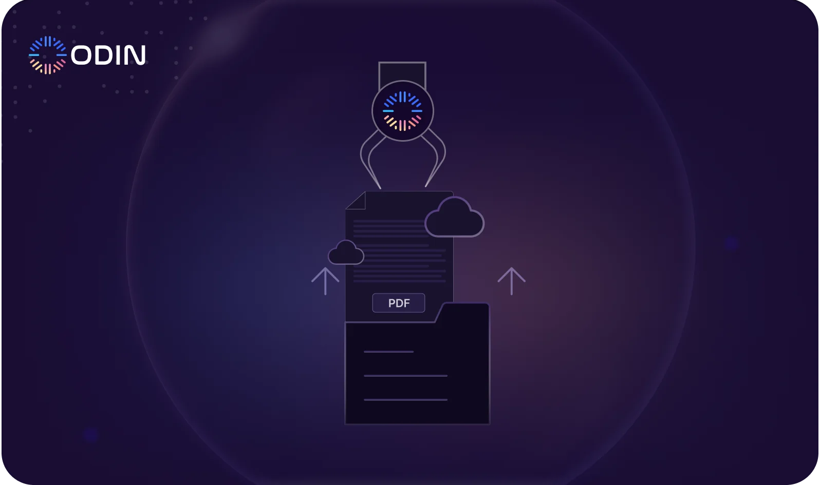 Illustration of Odin AI extracting text from a PDF for business intelligence and data analysis.