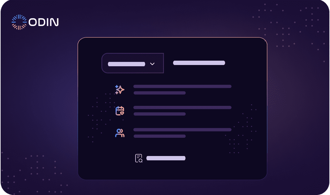 Odin AI's knowledge base interface showing icons and lists for organized information access and management.