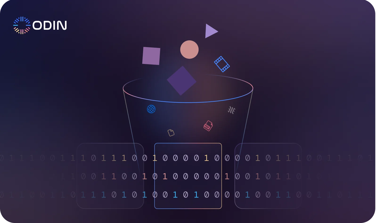 Odin AI data filtering automation illustration showing efficient data extraction and sorting processes.